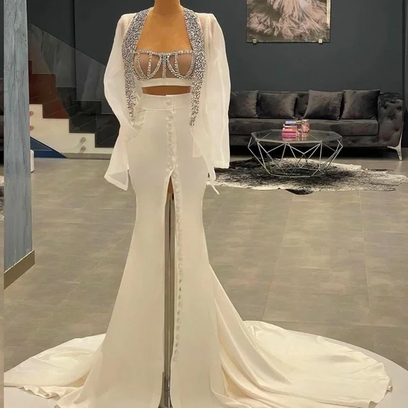 Dona matoshi white crystal gown